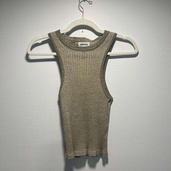superdown | Revolve | S Metallic Gold Ribbed Tank Top - Picture 2 of 5